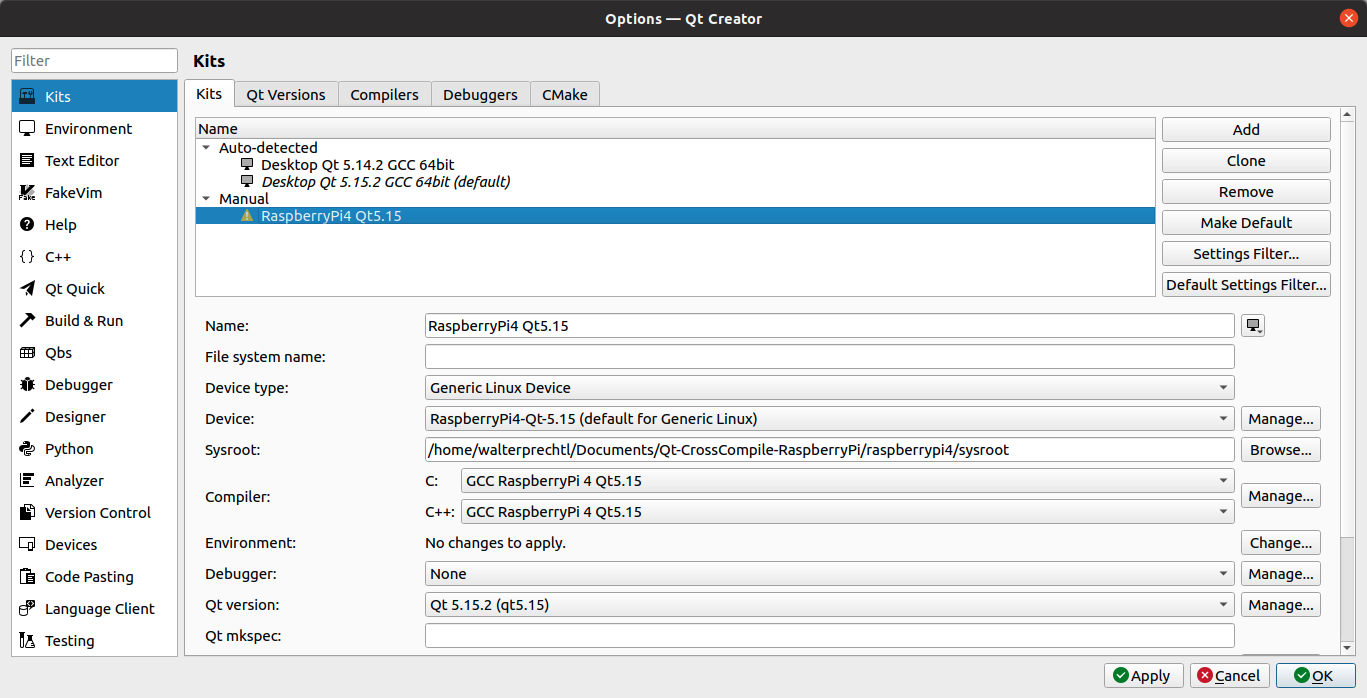 Software integrado Raspberry Pi - Configurar Qt Creator en Ubuntu 20 LTS para compilar una captura de pantalla de una computadora