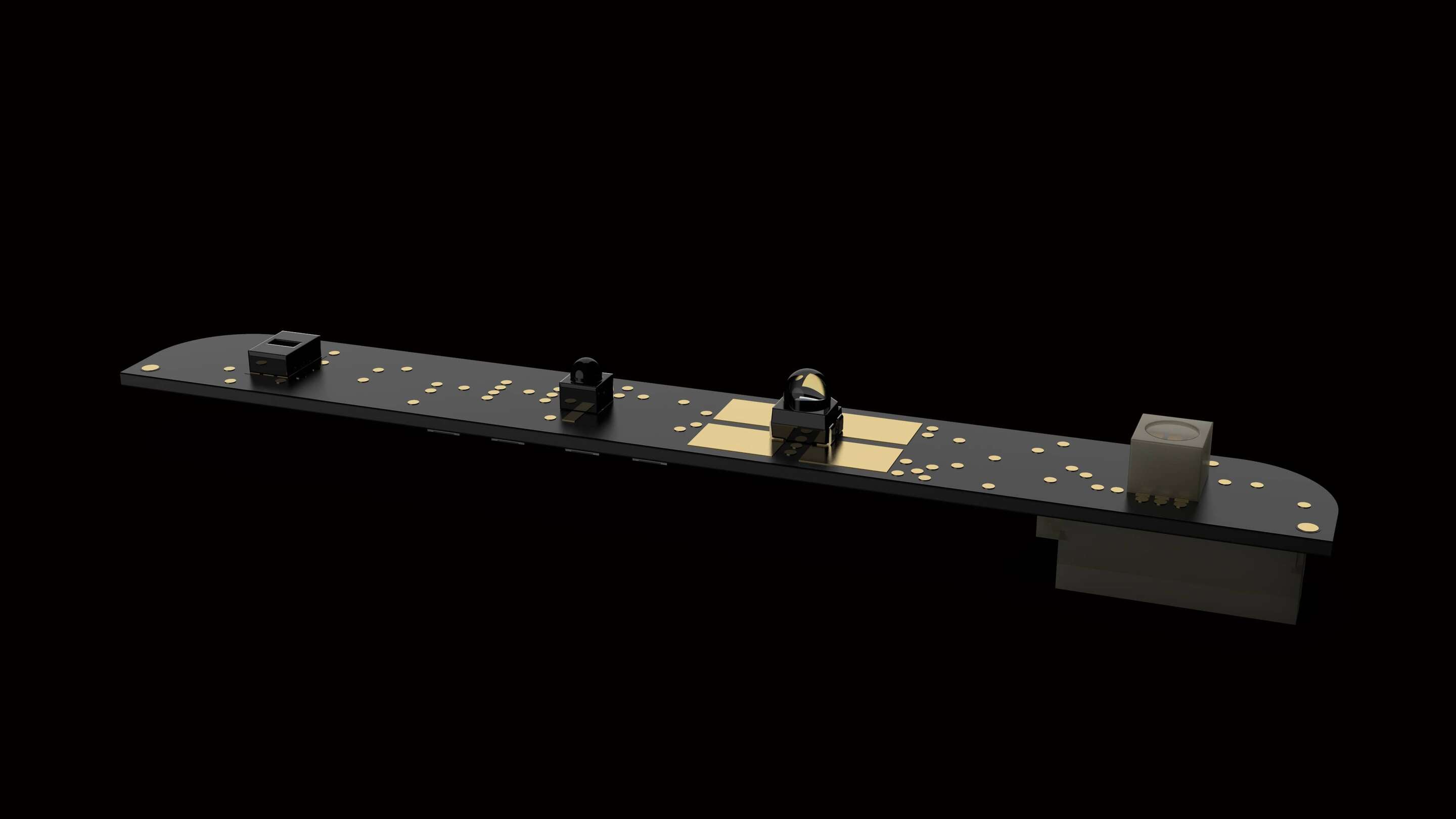 Monitor Industri - Sensor bar, benda hitam dan emas dengan latar belakang hitam