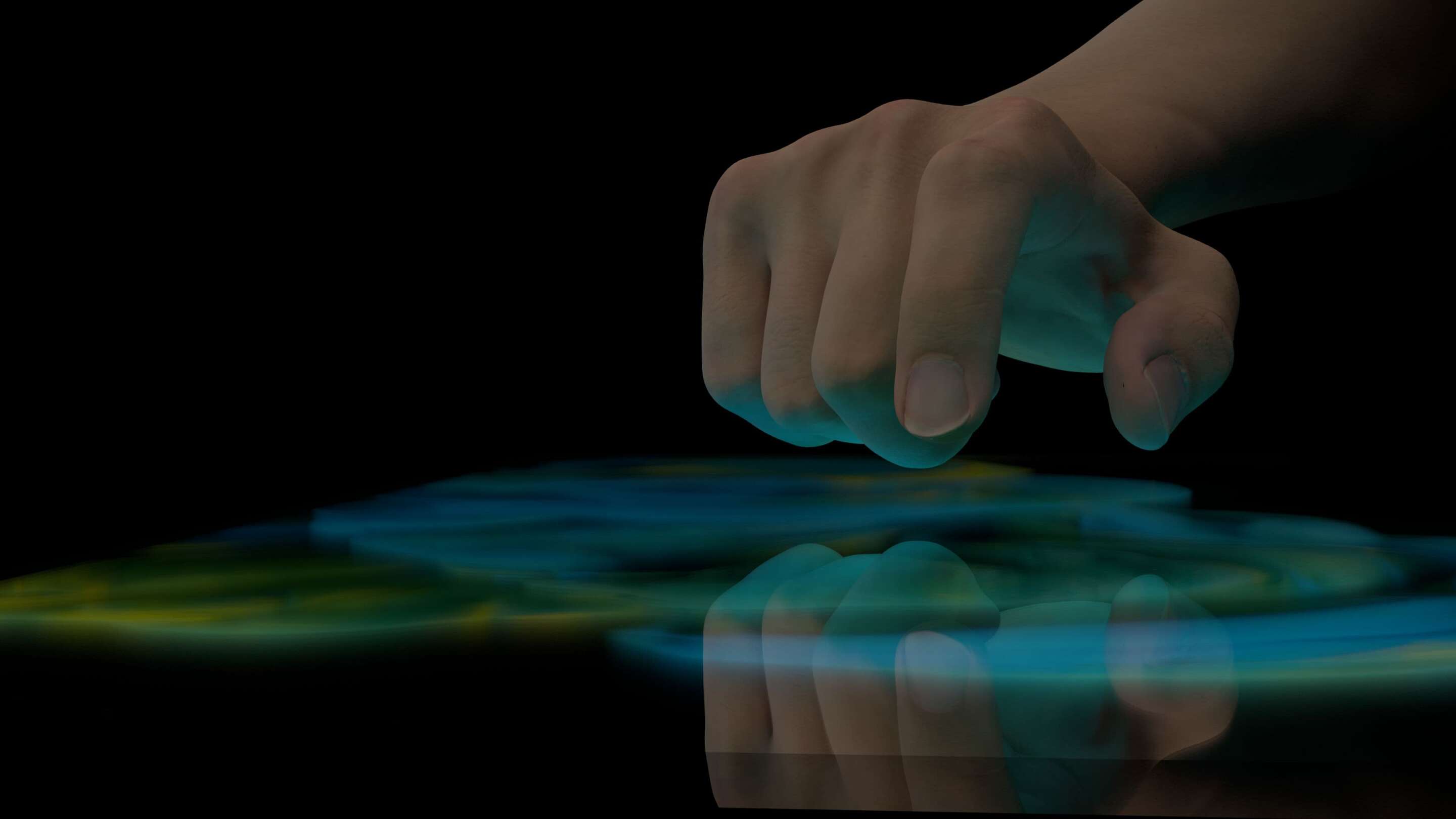 Дизайн - Позвольте нам произвести на вас впечатление крупным планом руки, касающейся сенсорного экрана