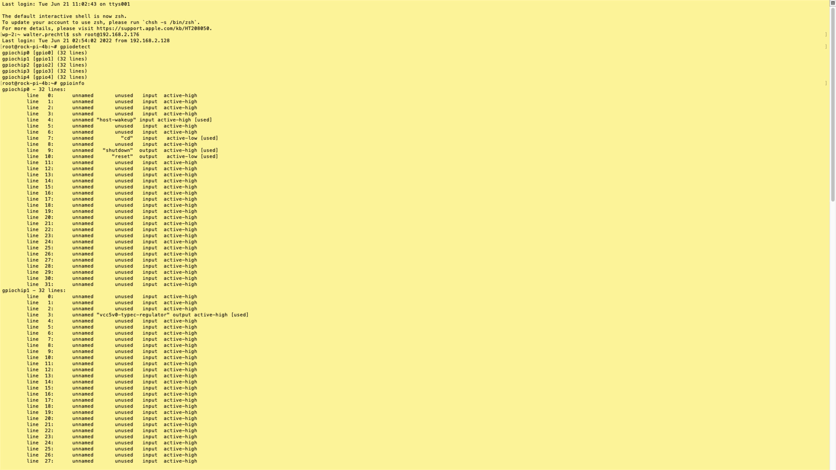 임베디드 소프트웨어 - libgpiod 검은색 텍스트가 있는 노란색 화면