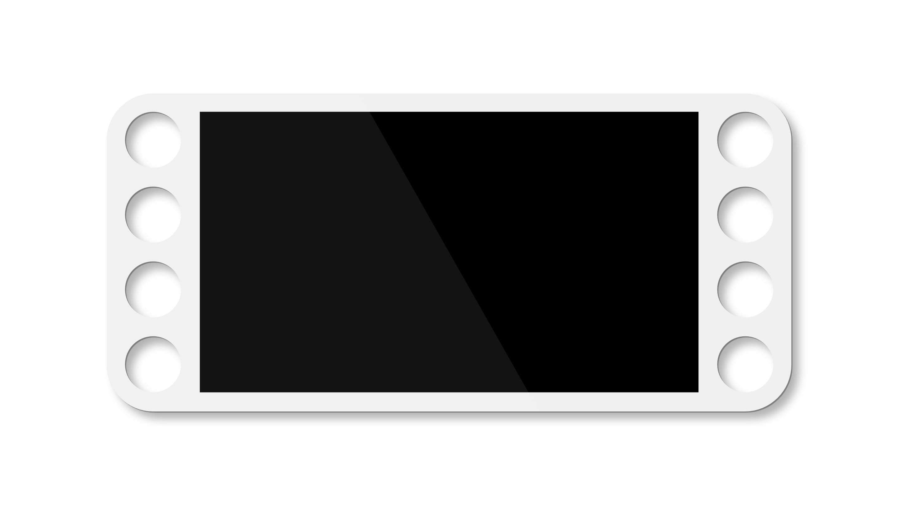 টাচ স্ক্রিন - হোয়াইট পলিকার্বোনেট টাচ স্ক্রিন বন্ডেড মেডিকেল একটি সাদা সীমানা সহ একটি কালো আয়তক্ষেত্রাকার বস্তু