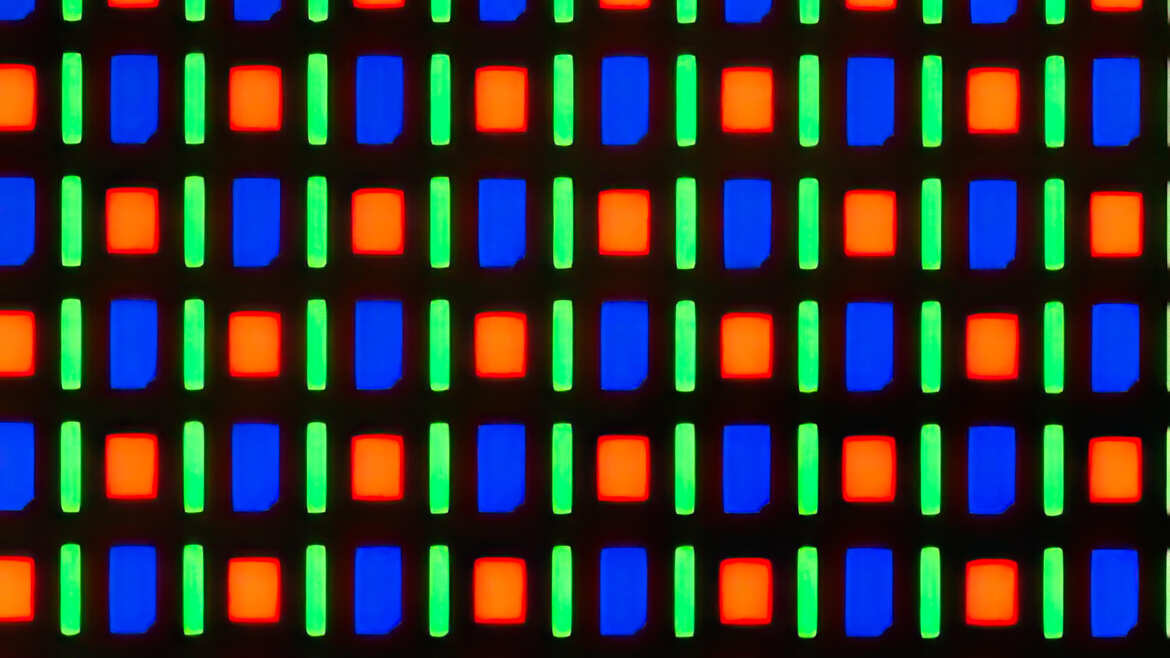 Isang maikling paliwanag ng OLED, LCD o AMOLED display pagkakaiba isang close up ng isang grid