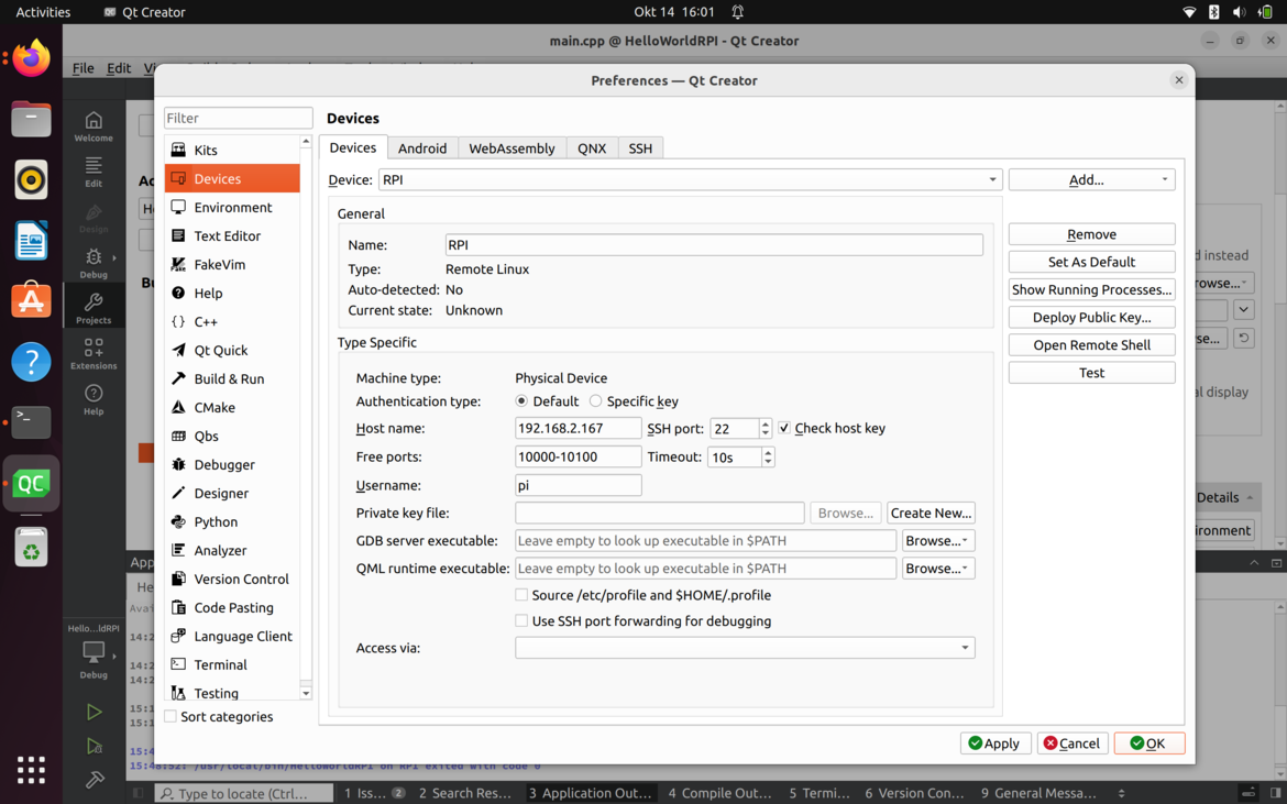 Qt 6.8 Cross-Compilation for Raspberry Pi kuvakaappaus tietokoneesta